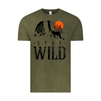 Vintage Olive stay wild illustration with mountain Vintage Tee - artisFamous