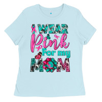 Baby Blue I Wear Pink For My Mom Ladies Tee - BundleAndBundleShop