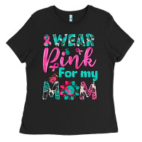Black I Wear Pink For My Mom Ladies Tee - BundleAndBundleShop