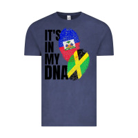Vintage Denim jamaican and haitian mix flag dna heritage Vintage Tee - artisFamous