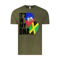 Vintage Olive jamaican and haitian mix flag dna heritage Vintage Tee - artisFamous