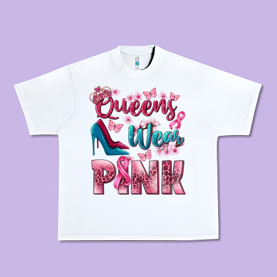 Queens Wear Pink Breast Cancer Urban Heavy Tee Designed By Nancycooperartshop