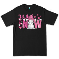 Black Pink Let It Snow With Cute Snowman Premium Tee - BundleAndBundleShop