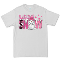 Dove Grey Pink Let It Snow With Cute Snowman Premium Tee - BundleAndBundleShop