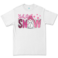 White Pink Let It Snow With Cute Snowman Premium Tee - BundleAndBundleShop