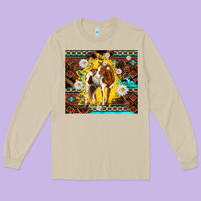 Aztec Tribal Horse Long Sleeve Tee Designed By Tumblerdesignbyshophia