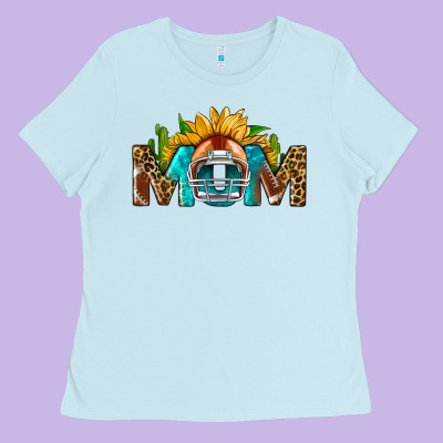 Football Mom Sunflower Leopard Ladies Tee Designed By Bundleandbundleshop