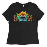 Black Football Mom Sunflower Leopard Ladies Tee - BundleAndBundleShop