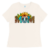 Bone Football Mom Sunflower Leopard Ladies Tee - BundleAndBundleShop