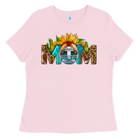Bubblegum Pink Football Mom Sunflower Leopard Ladies Tee - BundleAndBundleShop