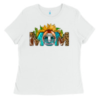 White Football Mom Sunflower Leopard Ladies Tee - BundleAndBundleShop