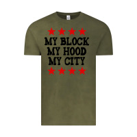 Vintage Olive my block my hood my city Vintage Tee - artisFamous