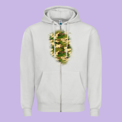 Camouflage Patch 1 Zipper Hoodie Designed By Bundleandbundleshop