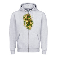 Heather Grey camouflage patch 1 Zipper Hoodie - BundleAndBundleShop