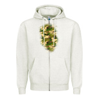 Oatmeal Heather camouflage patch 1 Zipper Hoodie - BundleAndBundleShop