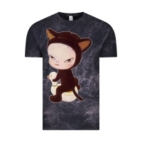 Cloud Black Yoshitomo Nara Cute Cat Vintage Tee - artisFamous