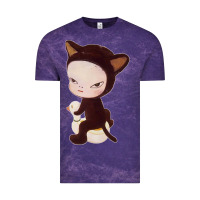 Cloud Purple Yoshitomo Nara Cute Cat Vintage Tee - artisFamous