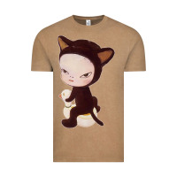 Vintage Coffee Yoshitomo Nara Cute Cat Vintage Tee - artisFamous