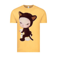 Vintage Mustard Yoshitomo Nara Cute Cat Vintage Tee - artisFamous