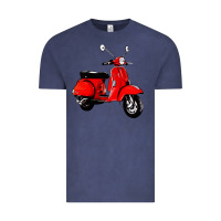 Vintage Denim classic italian vespa scooter Vintage Tee - artisFamous