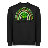 Black Happy St. Patrick's Day rainbow Heavyweight Sweatshirt - OliviaCreatesArt
