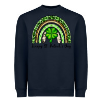 Navy Happy St. Patrick's Day rainbow Heavyweight Sweatshirt - OliviaCreatesArt