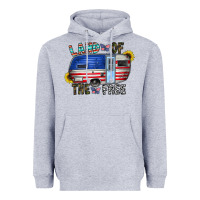 Heather Grey land of the free Heavyweight Hoodie - CowhideDigitalArt