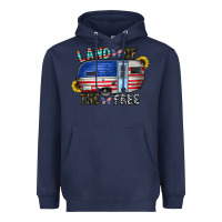 Navy land of the free Heavyweight Hoodie - CowhideDigitalArt