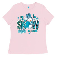 Bubblegum Pink up to snow good and cute snowman Ladies Tee - BundleAndBundleShop