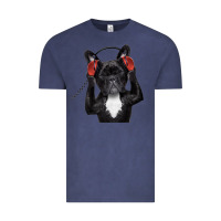 Vintage Denim french bulldog dj style Vintage Tee - artisFamous
