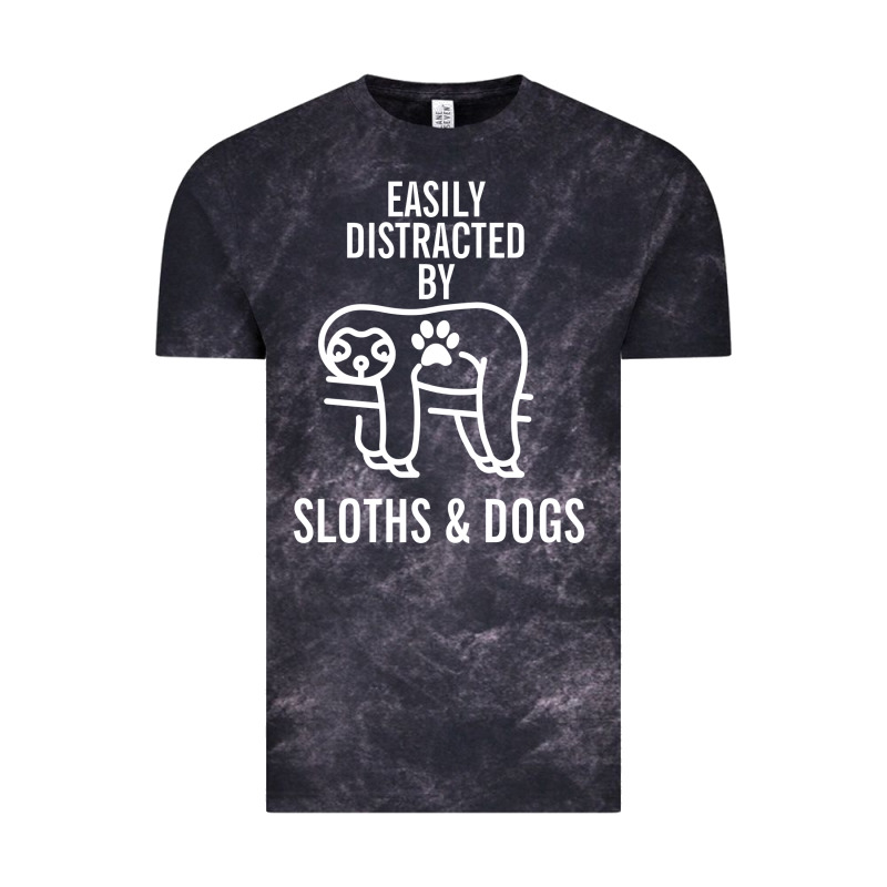 Easily Distracted By Sloths And Dogs Funny Sloth Quote Paw Print Vintage Tee by artisFamous | Teevron