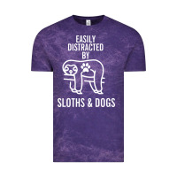 Cloud Purple easily distracted by sloths and dogs funny sloth quote paw print Vintage Tee - artisFamous