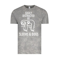 Cloud Rock easily distracted by sloths and dogs funny sloth quote paw print Vintage Tee - artisFamous