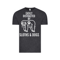 Vintage Black easily distracted by sloths and dogs funny sloth quote paw print Vintage Tee - artisFamous