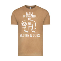 Vintage Camel easily distracted by sloths and dogs funny sloth quote paw print Vintage Tee - artisFamous