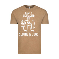 Vintage Coffee easily distracted by sloths and dogs funny sloth quote paw print Vintage Tee - artisFamous