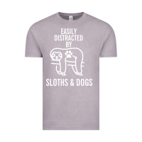 Vintage Zinc easily distracted by sloths and dogs funny sloth quote paw print Vintage Tee - artisFamous