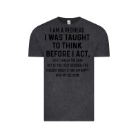 Vintage Black i am a redhead i was taught to think Vintage Tee - artisFamous