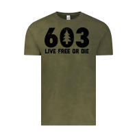 Vintage Olive live free or die 603 tree Vintage Tee - artisFamous