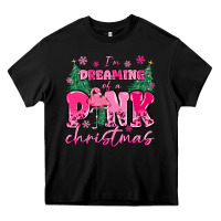 Black i'm dreaming of a pink christmas flamingo Heavy Core Tee - MaliasSmallBusiness