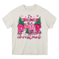 Cream i'm dreaming of a pink christmas flamingo Heavy Core Tee - MaliasSmallBusiness