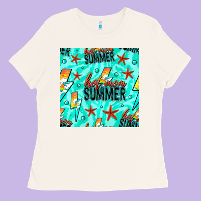 Hot Mom Summer Digital Paper Ladies Tee Designed By Bundleandbundleshop