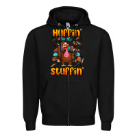 Black huffin' for the stuffin' Zipper Hoodie - BundleAndBundleShop