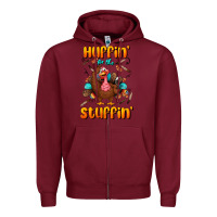 Burgundy huffin' for the stuffin' Zipper Hoodie - BundleAndBundleShop