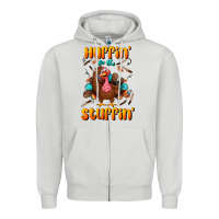 Dove Grey huffin' for the stuffin' Zipper Hoodie - BundleAndBundleShop