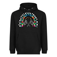 Black Racing Rainbow Heavyweight Hoodie - CowhideDigitalArt