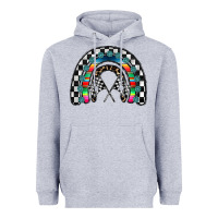 Heather Grey Racing Rainbow Heavyweight Hoodie - CowhideDigitalArt