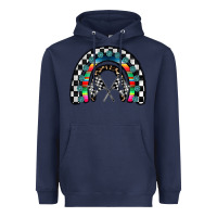 Navy Racing Rainbow Heavyweight Hoodie - CowhideDigitalArt