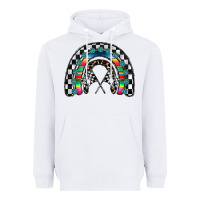 White Racing Rainbow Heavyweight Hoodie - CowhideDigitalArt