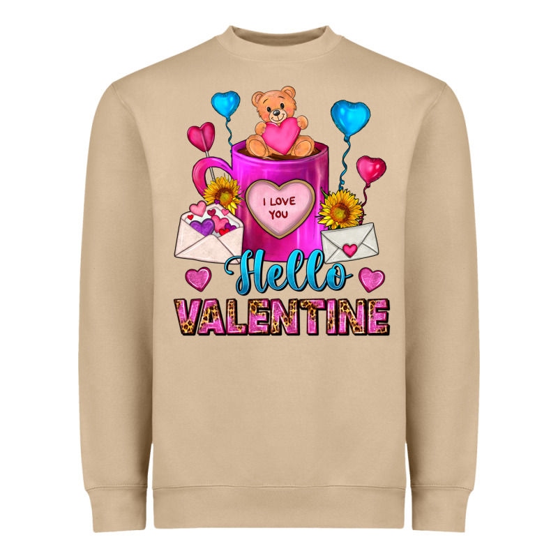 Hello Valentine Valentines Day Coffee Mug Heavyweight Sweatshirt by FaDigitalArtStudio | Teevron